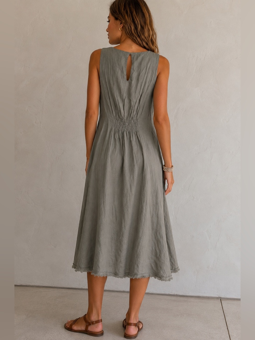 COSMO Made In Italy 100% Linen Midi Dress Size Medium
